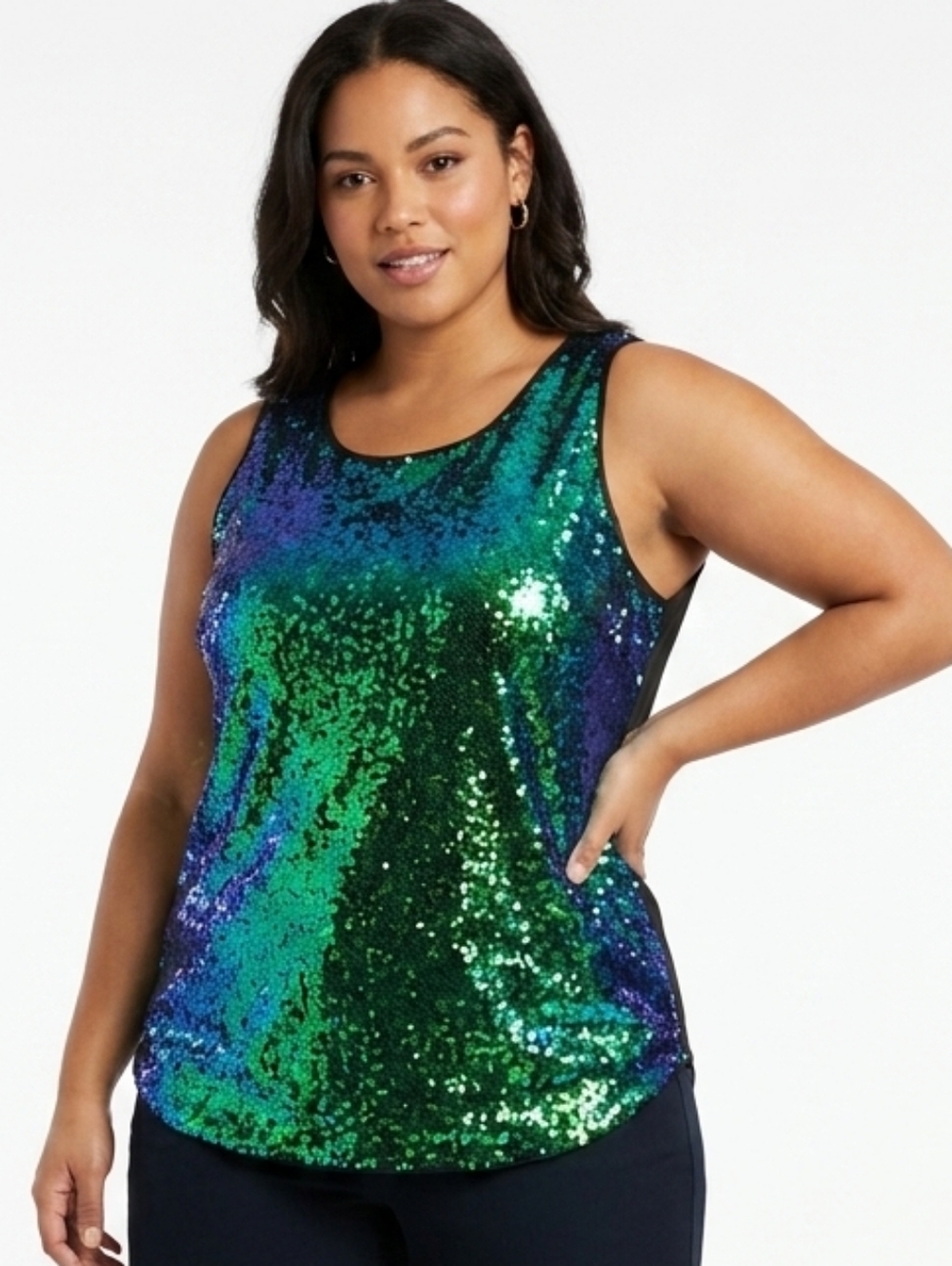 Green & Blue Sequin Tank Top